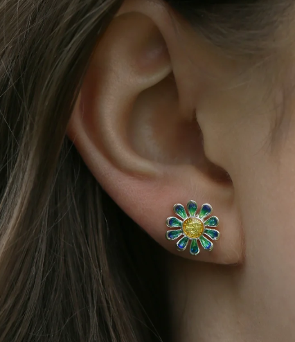 NEW Sheila Fleet Coloured Daisies Stud Earrings in 'SCAA' colourway (EE234-SCAA)