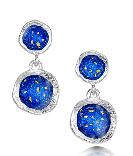 NEW Sheila Fleet Lunar Universe Double Drop Earrings in Midnight Gold (GF-EE248-MDGLD)