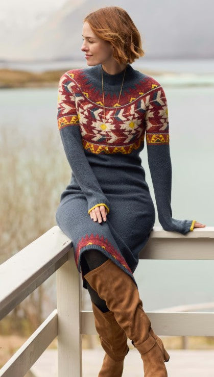 NEW 25% OFF Weird Fish Vondra Knitted Jumper Dress - Navy