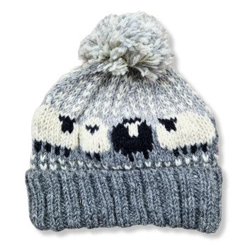 From The Source Hand Knitted Sheep Wool Bobble Hat
