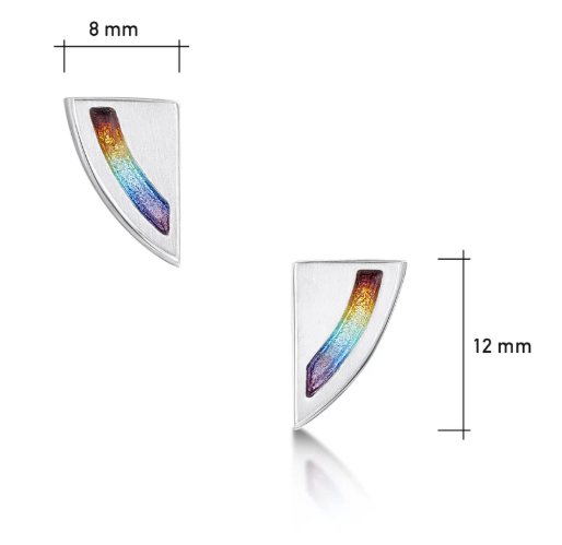 Sheila Fleet Rainbow Enamel Stud Earrings in Sterling Silver (EE121)