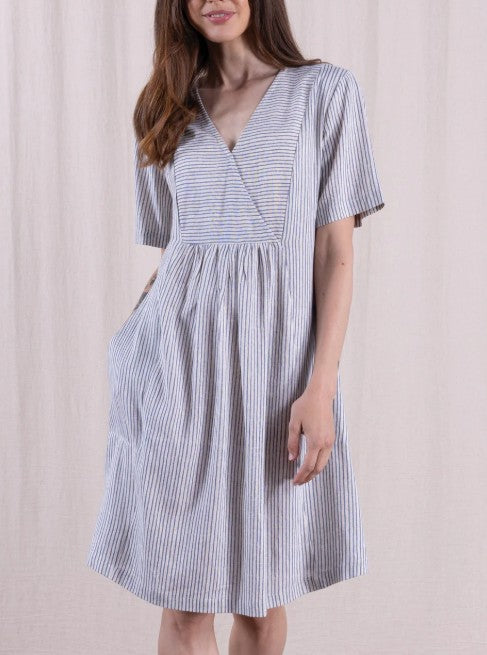 NEW Nomads Linen Blend Smock Tunic Dress - Cornflower