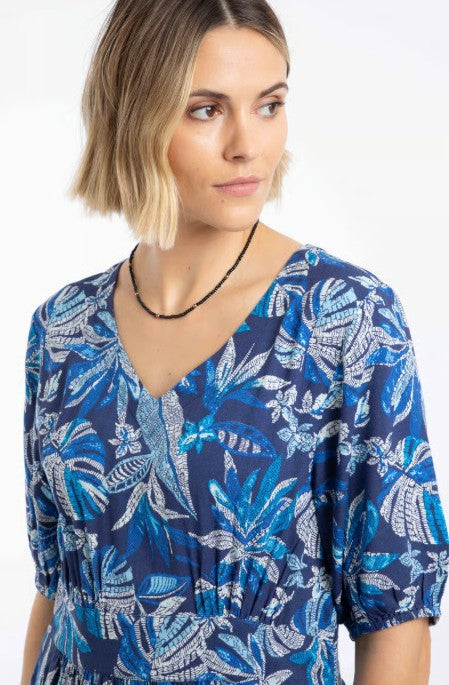 NEW Weird Fish Disha Viscose Printed Dress -  Blue