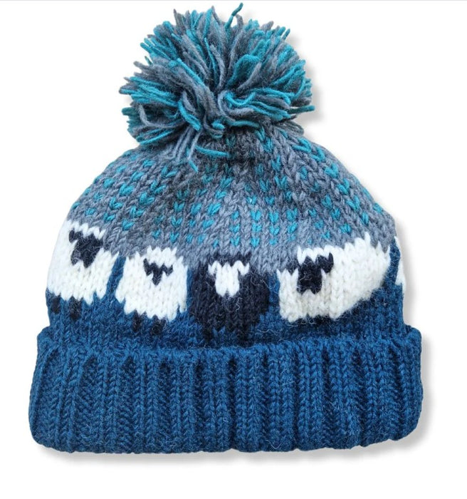From The Source Hand Knitted Sheep Wool Bobble Hat
