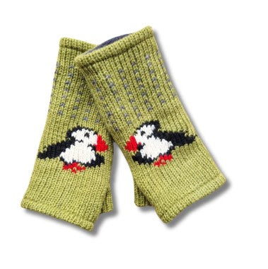 From The Source Hand Knitted Puffin Wristwarmers