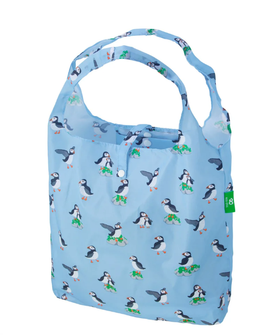 Eco Chic Packable Tote Bags - Blue Puffins