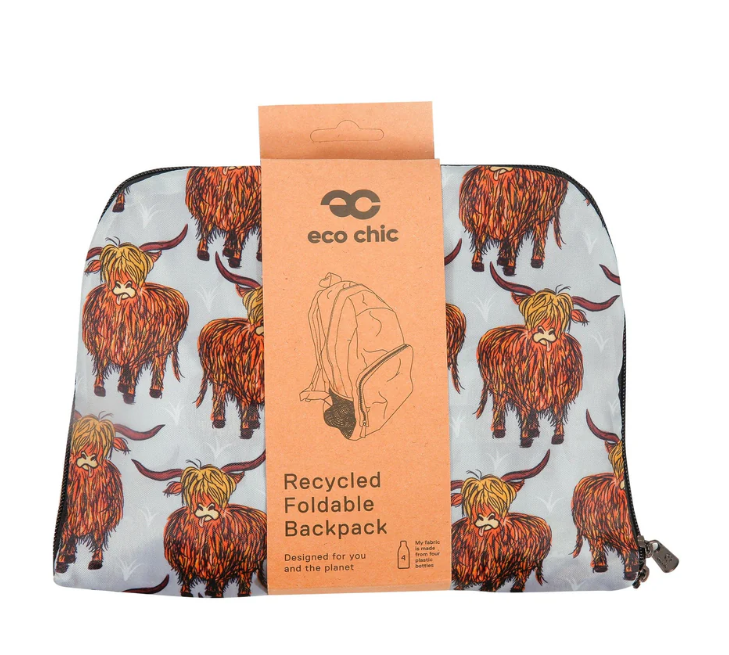 Eco Chic Packable Backpacks - Highland Coos
