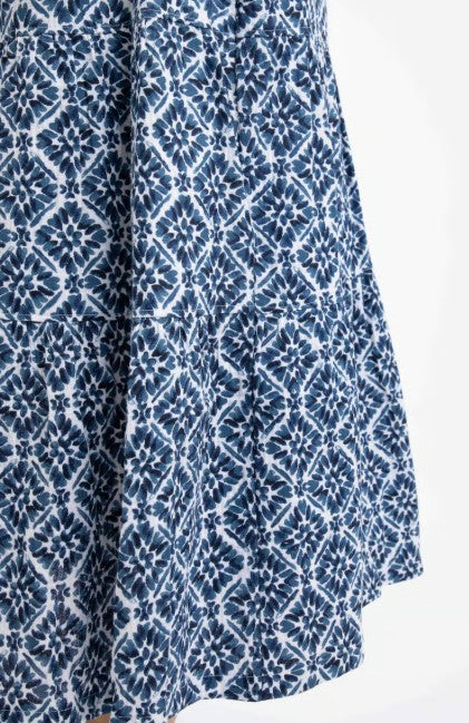 NEW Weird Fish Harini Double Cloth Printed Tiered Skirt - Twilight