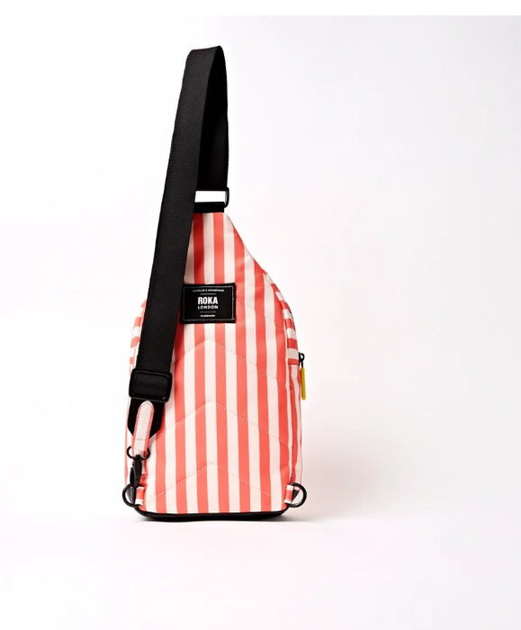Roka London - Willesden Sling Bag - Coral Stripe