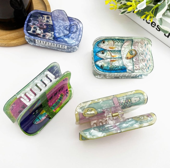 TheDivaSoap - Sardine Can Hair Claw Clip With Cat Design - Purple