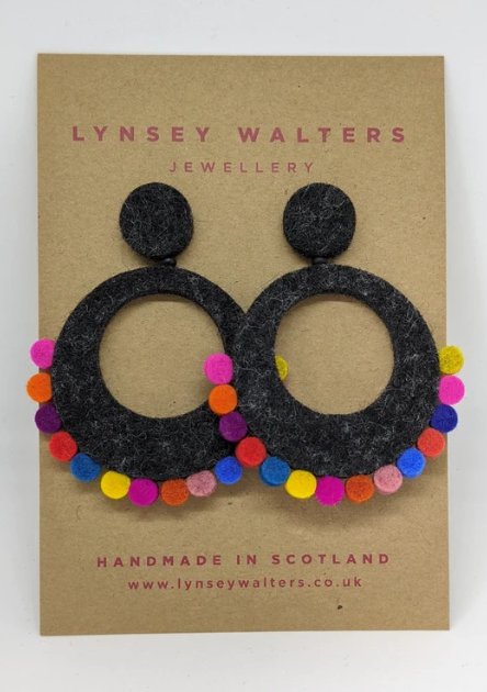 Lynsey Walters - Large Festival Earrings in Charcoal