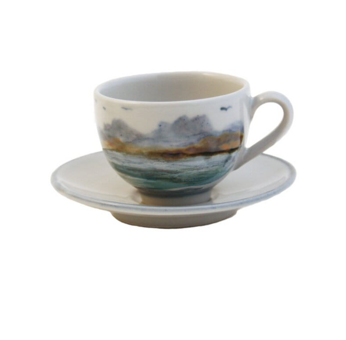 Highland Stoneware Landscape Lungo Cup and Saucer Set