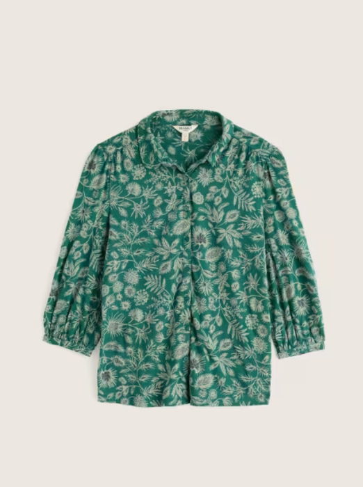 NEW Seasalt 3/4 Embrace Jersey Shirt - Woodland Forms Dark Thyme