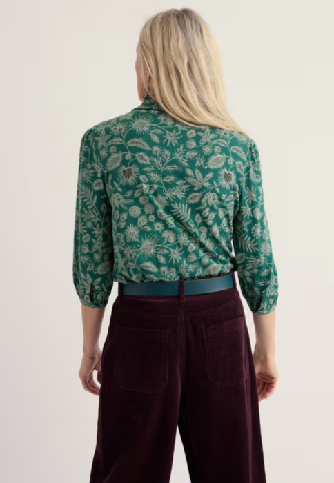 NEW Seasalt 3/4 Embrace Jersey Shirt - Woodland Forms Dark Thyme