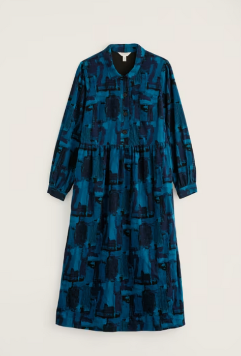 NEW Seasalt Rosina Shirt Style Midi Dress - Paint Textured Raincloud