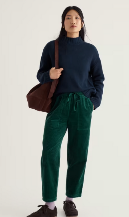 NEW Seasalt Sholl Cord Tapered Joggers - Dark Thyme