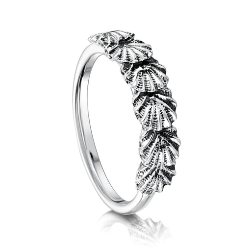 NEW Sheila Fleet Scallop 6-shell Ring - Oxidised Sterling Silver (R296)