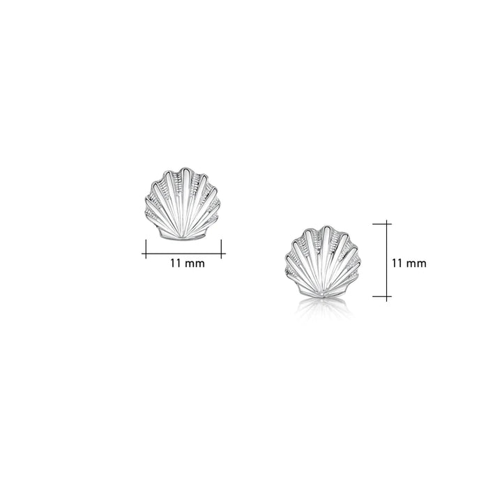 NEW Sheila Fleet Scallop Stud Earrings - Plain Silver (E00295)