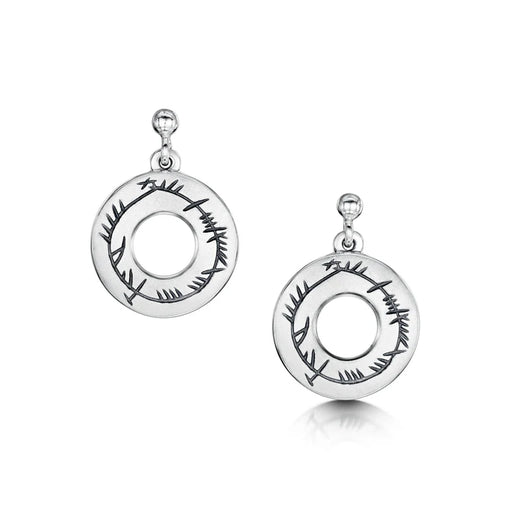 Sheila Fleet Ogham Drop Earrings - Sterling Silver (E99)