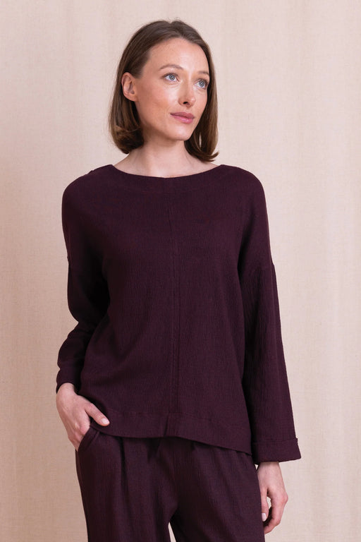 NEW Nomads Textured Jersey Plain Top in Burgundy