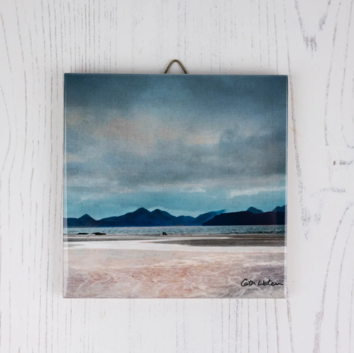 Cath Waters - "Walking The Beach" Skye From Applecross Ceramic Boxed Tile