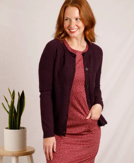 NOW 25% OFF Weird Fish Caballo Eco Outfitter Cardigan - Aubergine