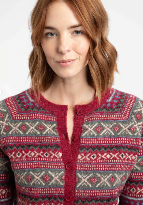 NEW Weird Fish Hollan Fair Isle Cardigan - Rhubarb