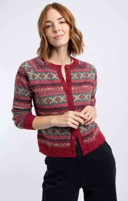 NEW Weird Fish Hollan Fair Isle Cardigan - Rhubarb