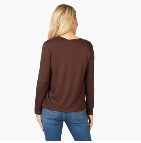 NEW Betty Basics Cho Westin Blended Wool Tee - Chocolate