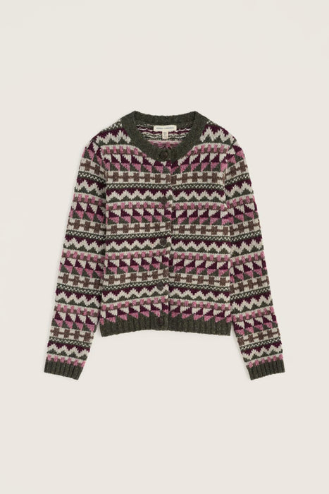 NEW Seasalt Dawson Pick Fairisle Cardigan - Zig Zag Geo Dark Hellebore