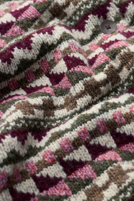 NEW Seasalt Dawson Pick Fairisle Cardigan - Zig Zag Geo Dark Hellebore