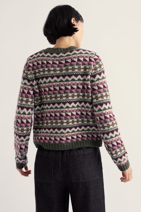 NEW Seasalt Dawson Pick Fairisle Cardigan - Zig Zag Geo Dark Hellebore