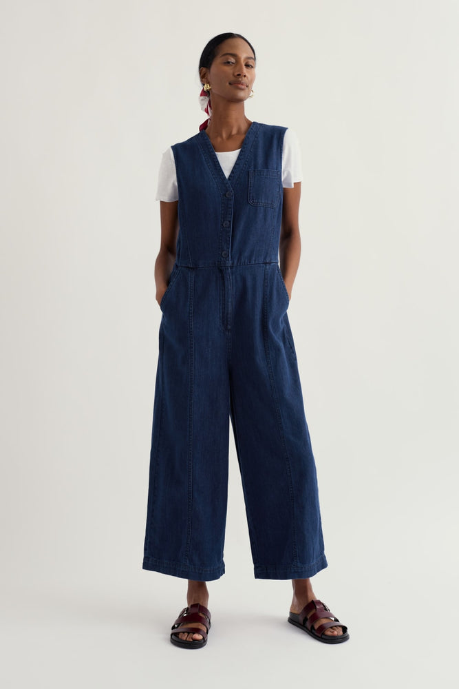 NEW Seasalt Braya Jumpsuit in Mid Wash