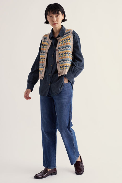 NEW Seasalt Dawson Pick Fairisle Vest - Zig Zag Bright Marine Mix