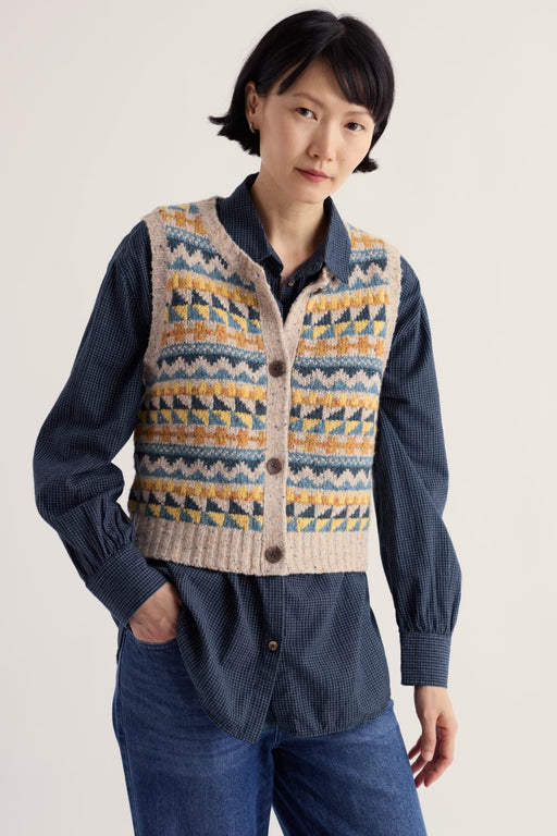 NEW Seasalt Dawson Pick Fairisle Vest - Zig Zag Bright Marine Mix