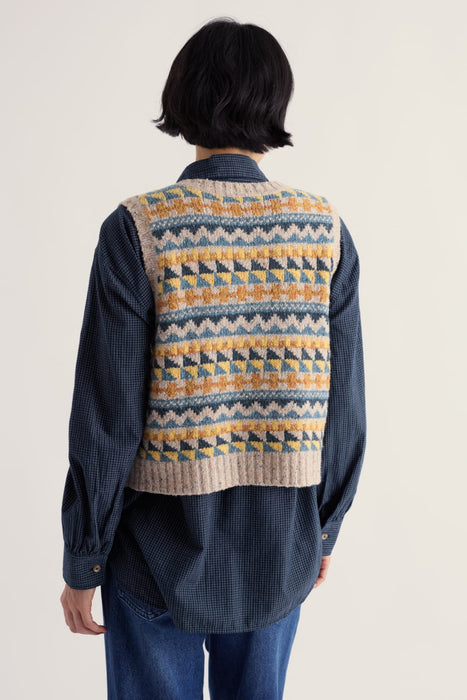 NEW Seasalt Dawson Pick Fairisle Vest - Zig Zag Bright Marine Mix