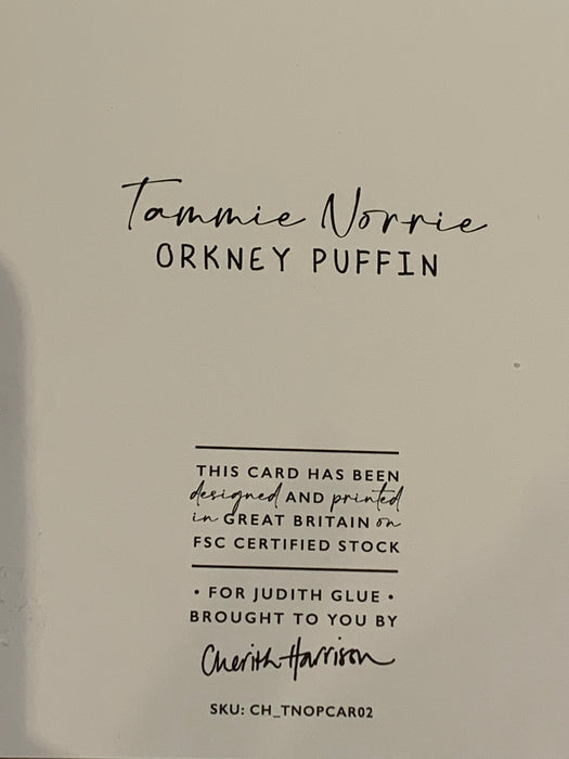 Cherith Harrison Blue Puffin Card