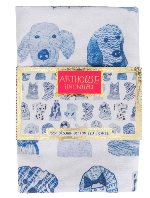 Arthouse Unlimited - Blue Dogs, 100% Organic Cotton Tea Towel
