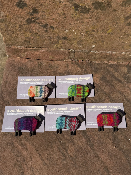 Southbeach Designs x Judith Glue Rackwick Fair Isle Sheep Brooch - Various colours