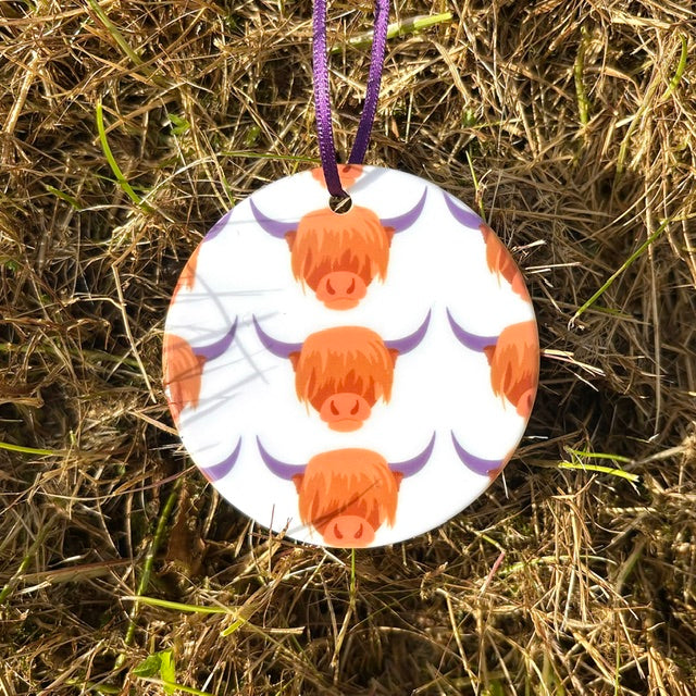 Elsa Tait - Ceramic Highland Cow Hanging Decoration