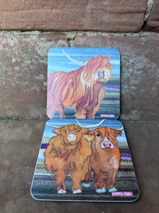 Emma Ball 'Highland Coos' Coaster