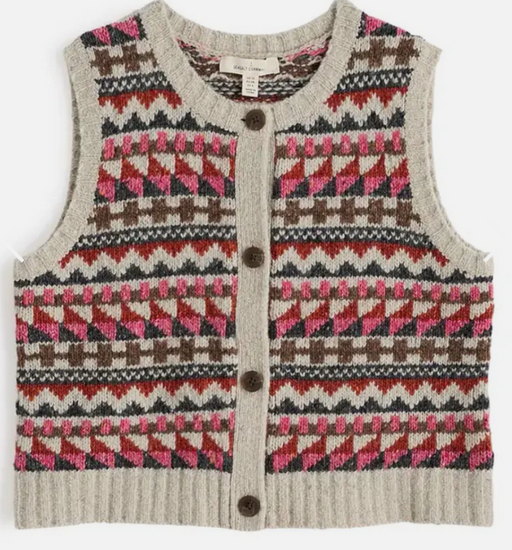 NEW 25% OFF Seasalt Dawson Pick Vest Fair isle Zig Zag Geo Aran Red