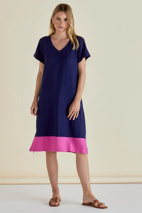 Betty Basics Elwood Dress in Navy/Pink