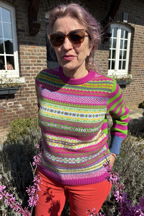 NEW Eribé Reversible Stobo Fair Isle Sweater - Orchid