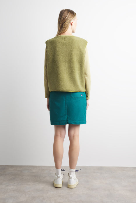 NEW Mousqueton Ginou sherpa sleeveless vest in Mousse (Moss Green)