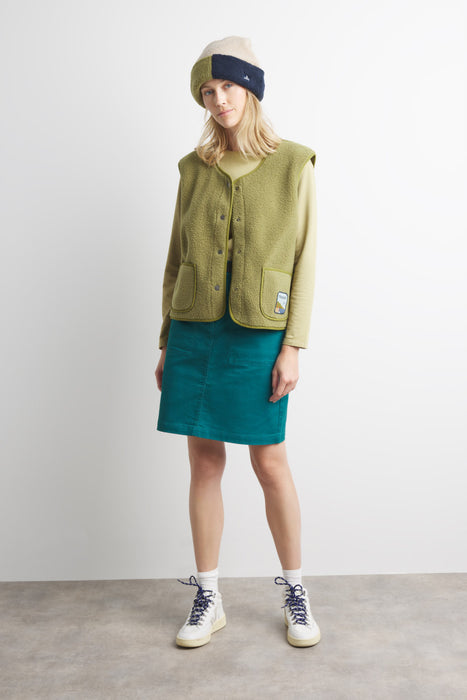 NEW Mousqueton Ginou sherpa sleeveless vest in Mousse (Moss Green)