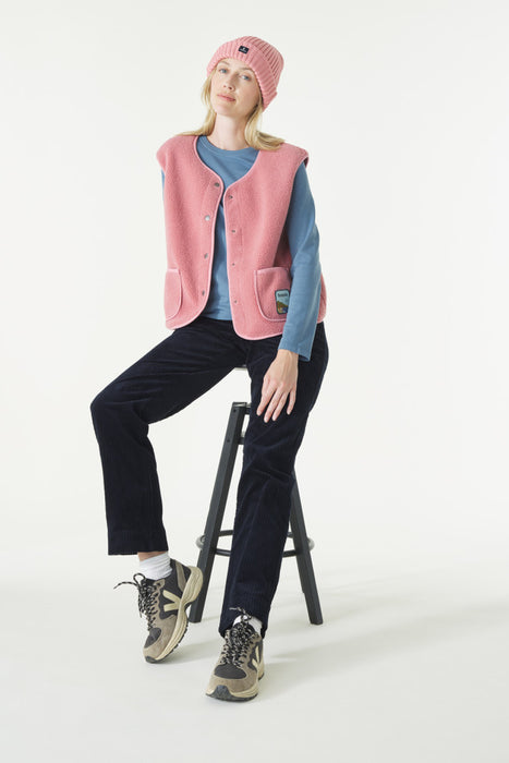 NEW Mousqueton Ginou sherpa sleeveless vest in Pivoine (Peony Pink)