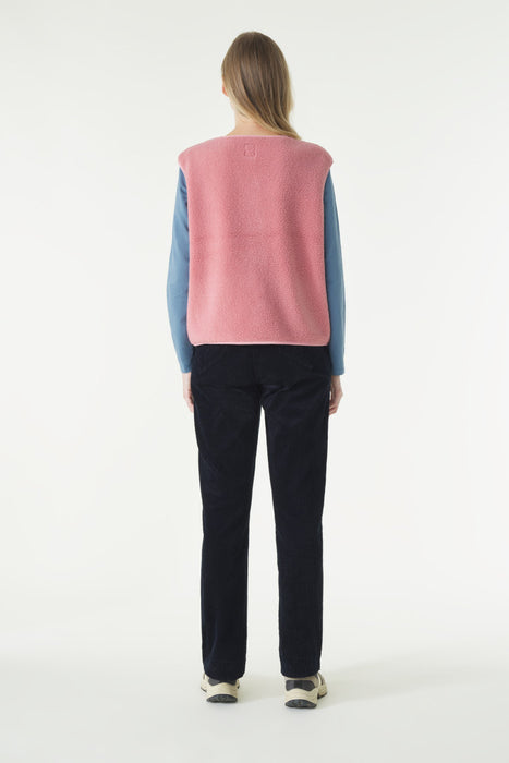 NEW Mousqueton Ginou sherpa sleeveless vest in Pivoine (Peony Pink)