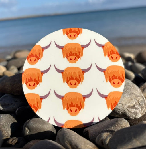 Elsa Tait - Highland Cow Round Coaster