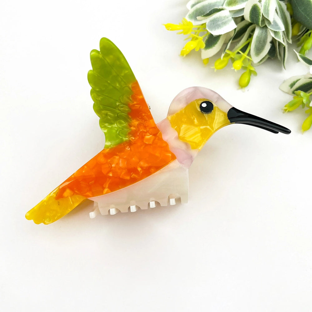 TheDivaSoap - Orange Hummingbird Hair Claw Clip
